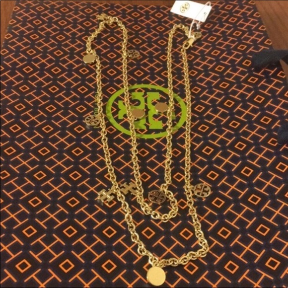 Tory Burch Jewelry - NWT  Tory Burch Gold Logo Charm Rosary Necklace